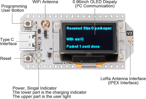 MakerFocus ESP32 Development Board SX1262, 863 928MHz LoRaWAN, WiFi Bluetooth, Dual Core with 0.96" OLED Display