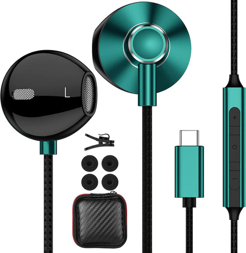 USB C Earbuds for Samsung Galaxy S24 S23 Plus S22 Ultra - HiFi Stereo Wired USB C Headphones with Mic
