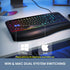 VEILZOR 7-Color Wired Ergonomic Keyboard, Backlit USB Computer Keyboard with Wrist Rest, Wave Keys, Phone Holder