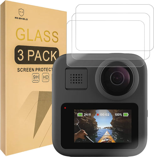 Mr.Shield Screen Protector compatible with GoPro MAX, Tempered Glass, 3-PACK, Japan Glass with 9H Hardness