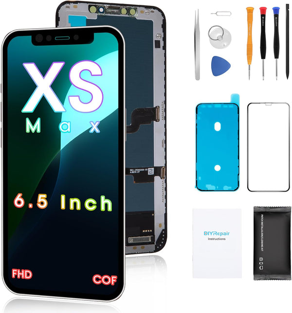 iPhone Xs Max Screen Replacement 6.5', 3D Touch Display Full Repair Kit with Tools Set, Tempered Glass