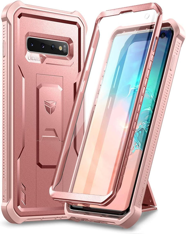 Dexnor for Samsung Galaxy S10 Case, Heavy Duty Military Grade Protection with Built-in Screen Protector and Kickstand