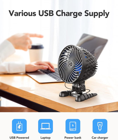 USB Desktop Small Fan - Stepless Speed Adjustment Portable Mini Fan, Quiet Powerful Airflow for Office Home