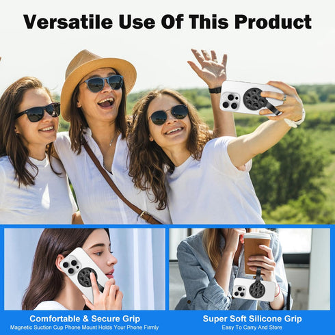 Silicone Suction Phone Case, Magnetic Suction Cup Phone Mount, Sticky Phone Suction Grip for Selfies and Videos,