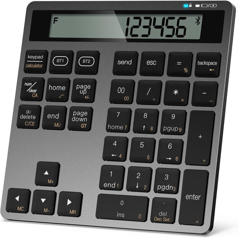 YoFeW Rechargeable Wireless Number Pad for Laptop, 34 Keys Numeric Keypad with Dual