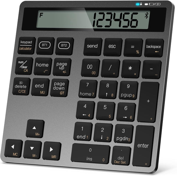 YoFeW Rechargeable Wireless Number Pad for Laptop, 34 Keys Numeric Keypad with Dual