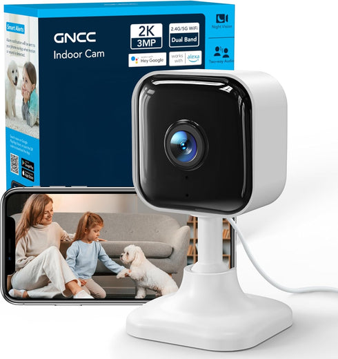 GNCC 2K Indoor Security Camera for Home, Pet Camera with Dual-Band WiFi, Mini