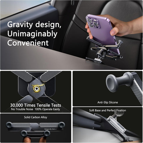 ELOHEI Phone Holder for Tesla Model Y with Custom Base, Compatible with 2020-2024 Tesla Model Y/3 Accessories (Black)
