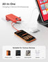 Rngsnoy 12000mAh 22.5W Pack Portable Charger, Fast Charging Power Bank with Built-in Cables & Wall Plug, Travel