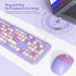Typewriter Wireless Keyboard and Mouse Combo, 2.4G Office 104 Keys Retro Punk Keyboard, Cute Purple Silent Keyboard
