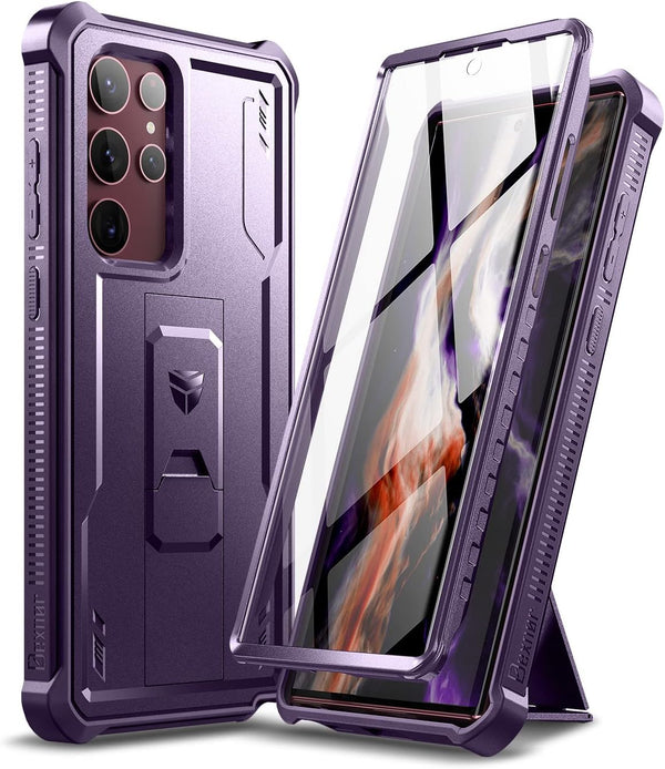 Dexnor Samsung Galaxy S22 Ultra Case, Built-in Screen Protector and Kickstand, Heavy Duty Military Grade Protection