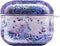 UnnFiko Bling Quicksand Case for AirPods 3 - Cute Sparkle Liquid Protective Cover with Keychain (Purple).