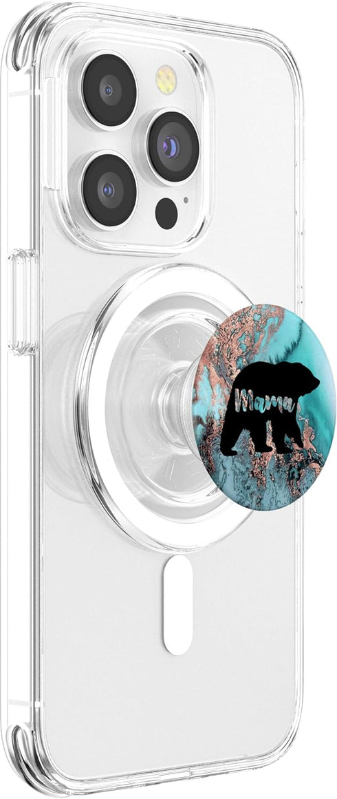 Teal Rose PopSockets PopGrip for MagSafe - Mama Bear Watercolor