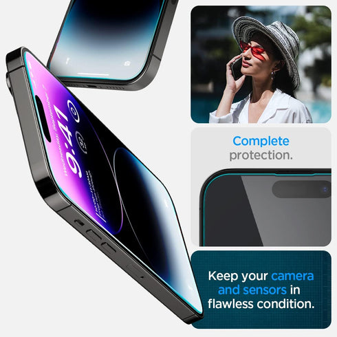 Spigen GlasTR EZ FIT Tempered Glass Screen Protector for iPhone 14 Pro Max - Case Friendly, Sensor Protection, 2 Pack