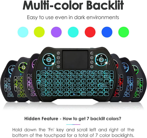 BL Mini Wireless Keyboard Remote Control with Touchpad Mouse Combo, Backlit 2.4GHz Mini Keyboard Wireless USB Dongle