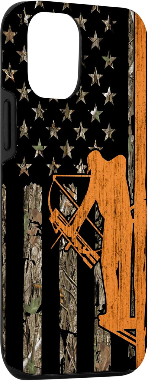 iPhone 12/12 Pro Camouflage Case - Bow Hunting Tree Stand Deer Hunter American Flag