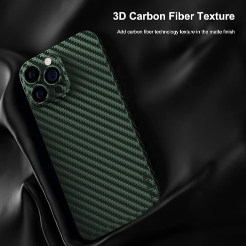 memumi Slim Case for iPhone 13 Pro Max, 0.3 mm Matte Carbon Fiber Pattern, Ultra Thin Scratch Resistant Green