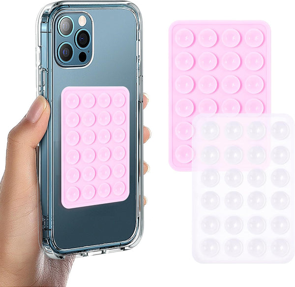Suction Phone Case Mount, 2Pcs Silicone Phone Suction Grip for iPhone and Android, Anti-Slip Hands-Free Holder