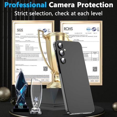 YWXTW for Samsung Galaxy A55 5G Camera Lens Protector, Individual Tempered Glass Camera Screen Protector Metal Ring Lens Cover for Galaxy A55 Accessories, 1 Set (Black)
