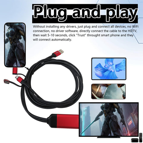 GRABOTE 2025 3 1 1080P Upgrade HDMI Adapter in USB to HDTV for TV Smartphone Digital AV Sync Screen Connector for USB C