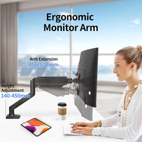 suptek 13-32 inch, 4.4-19.8lbs, 75x75/100x100mm Single Monitor Arm Mount for Adjustable Gas Spring Monitor Arm Desk