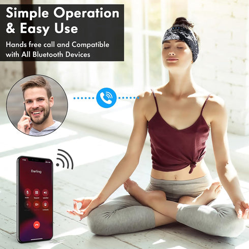 LC-dolida Bluetooth 5.2 Sleep Headphones, Wireless Headband Earphones, Sleep Mask for Sports, Gifts, Yoga, Travel