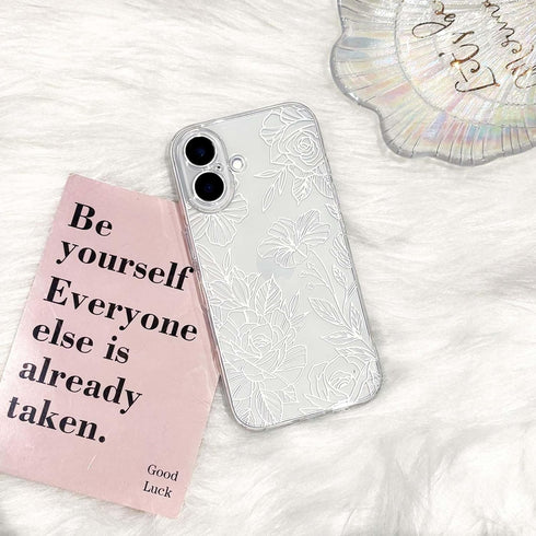 NITITOP 16 Compatible with iPhone Case Cute Clear Floral Flower Pattern for Girls Women Soft TPU Full Camera Lens