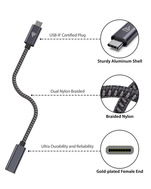 USB Type C Extension Cable Short (1.5ft/0.5M), 100W PD Fast Charging 10 Gbps USB 3.1 Gen 2 Data 4K USBC Male to Female