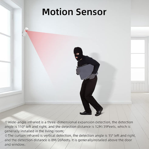 Wireless Infrared Motion Sensor PIR Motion Detector Anti-Theft for Home Security Alarm System,Burglar Alert System Compatible with Alarm System Control Panels (PA92-1)