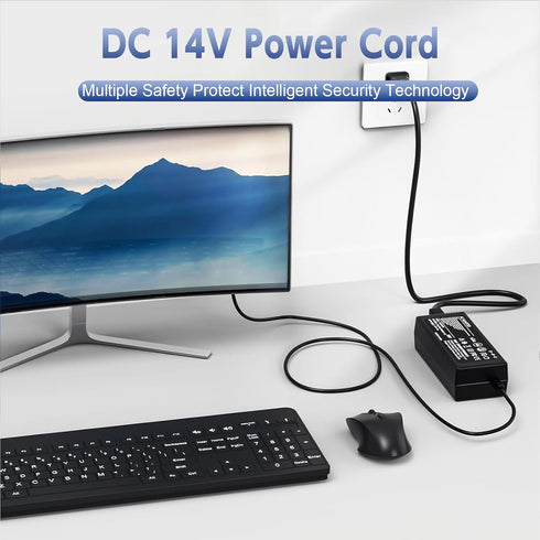 DC 14V Power Cord for Samsung Monitors 32" 27" 24" 22" 20" 19" 18" 17" 15" - Compatible Power Supply