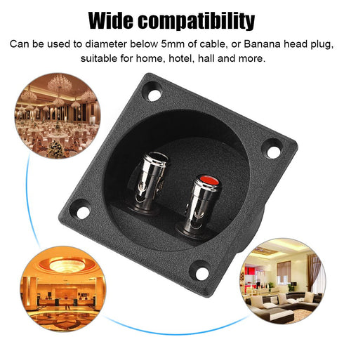 Speaker Box Terminal Cup, Double Binding Post Speaker Terminal Board, Push-in Jack Spring Loaded Connector for DIY