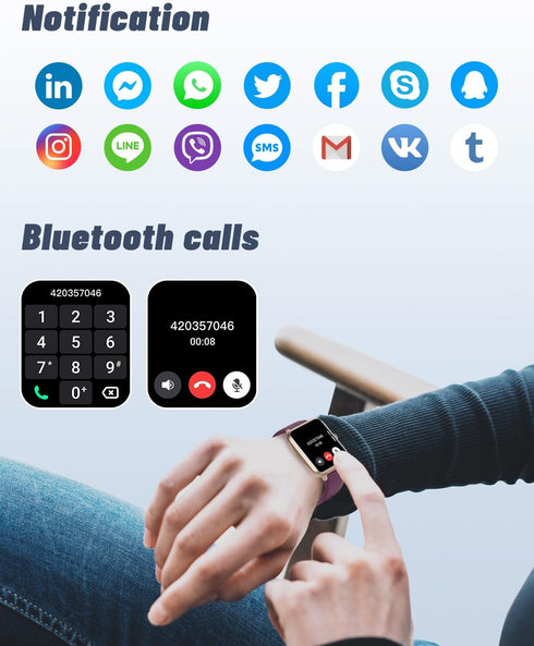 GRV Smart Watch for iOS and Android, IP68 Waterproof Fitness Tracker with Heart Rate/Sleep Monitor