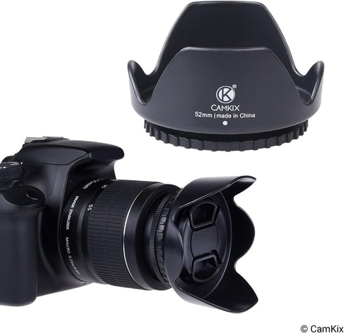 2 Lens Shades: Tulip + Rubber, 1 Lens Cap, Reduces Lens Reflections, Protects Against Excess Sunlight