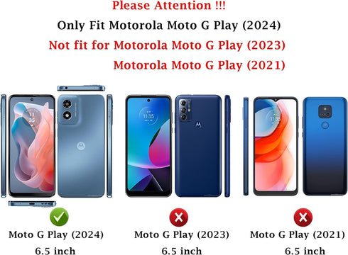 Weycolor Moto G Play 2024 Case, Navy Blue with Camera Lens Cover & 10 FT Military Grade Drop Protection