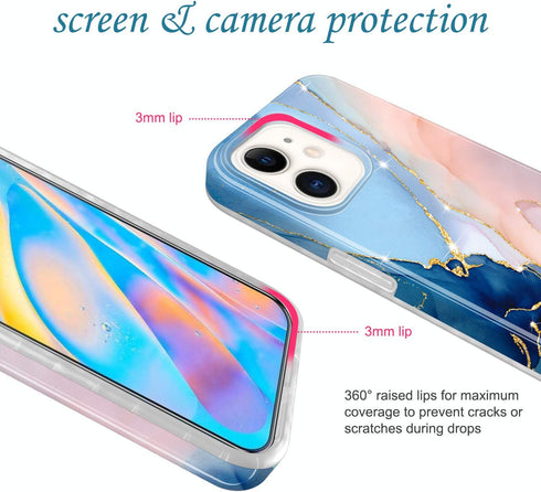 JAHOLAN Gold Glitter Sparkle Case | Compatible with iPhone 12 Mini Marble Design Clear Bumper Cover