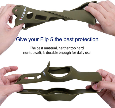 LTGEM Silicone Carrying Travel Case for JBL FLIP 5 Waterproof Portable Speaker with Extra Carabiner - Green