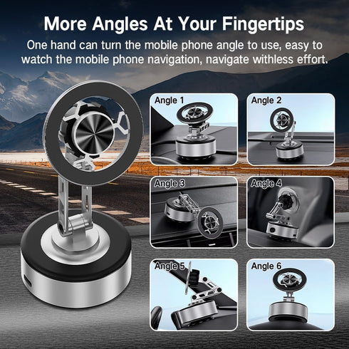 Jemey 360 16/15/14/13, Magnetic Phone Holder for Car, Rotation & Foldable, Electric Vacuum Suction Cup Mount