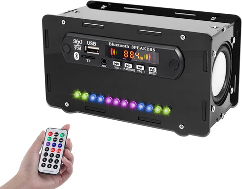 DIY Bluetooth-Compatible Speaker Kit, DIY FM Radio Soldering Project USB Mini Home Sound Amplifier with Colorful LED