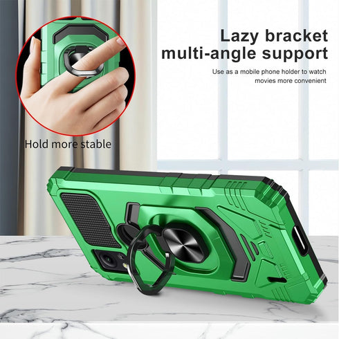 TJS Compatible Case for Cricket Icon 5 & AT&T Motivate 4, Heavy Duty Drop Protection Cover with Tempered Glass (Green)