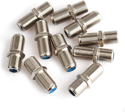 Pasow F81 High Frequency 3GHz Female to Female F-Type Barrel Connectors Couplers (10 pcs, Silver)