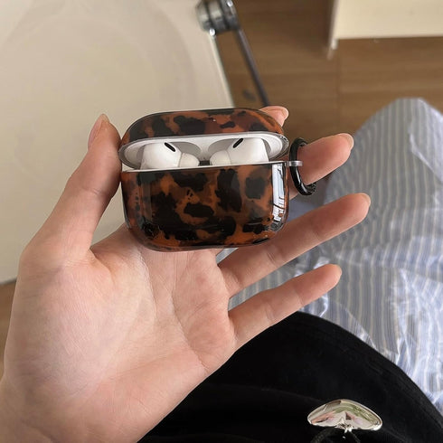 aaknhen 3rd Generation(2025) 3,Tortoise) Leopard Cheetah Print Case for AirPods Pro with Keychain Tortoiseshell Animal