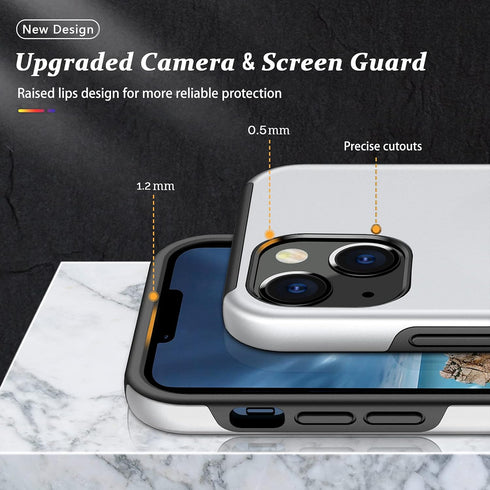 PELEPUES Shockproof Case for iPhone 13, Military Grade Cover with Embedded Finger Ring and Reinforced Metal Stand