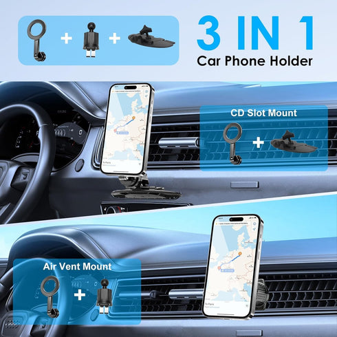 EEEKit 20 N52 12-17 Magnetic CD Slot Phone Holder for Car, Strong Magnets Vent Mount, Adjustable CD Slot Car Mount