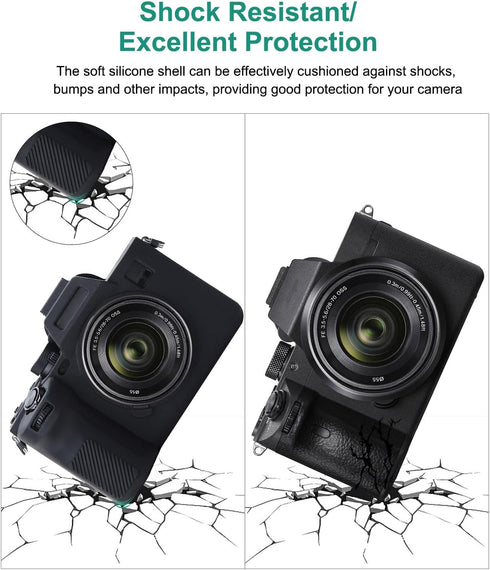 Digital Camera Case for Sony A7 IV, Anti-Scratch Soft Silicone Protective Skin Case Cover - Black