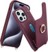for iPhone 15 Pro Case with Card Holder for Women,iPhone 15 Pro Phone Case with Strap,Crossbody Lanyard,Ring Stand,Snap Clasp,Cute Wallet Case 6.1 inch(Wine Red)