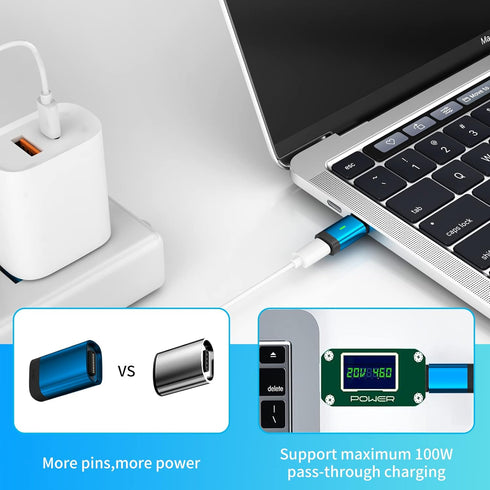 USB C Magnetic Adapter, 2 Pack, 24Pins Magnetic USB C Adapter, PD 100W Fast Charge, 4K 60Hz Video Output