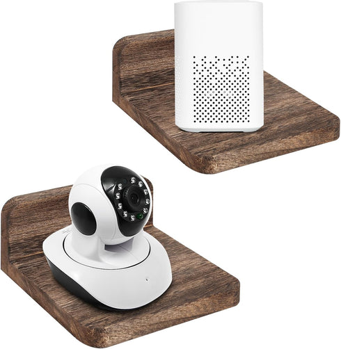Wall Mounted Speaker Stand Holder, Floating Shelf for Bluetooth Speaker, Webcam, Cell Phones, by Wood (2 Pack)