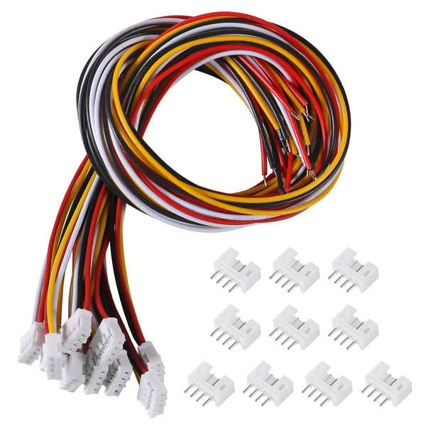 20pcs JST 2.0 Ph 4 Pin Connector Plug, Includes 10pcs Mini 4 Pin JST Ph2.0 26AWG Female and 10pcs Micro Male