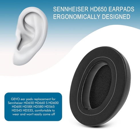 Earpads for Sennheiser HD650/HD600/HD660S/HD545/HD525/HD535 Headphones, Velour Ear Pads Replacement with Cooling-Gel
