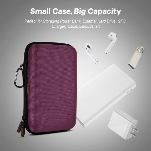 GLCON Hard Storage Case for Electronics Organizer, Deep Purple Tech Pouch for Hard Drive, Charger, Portable